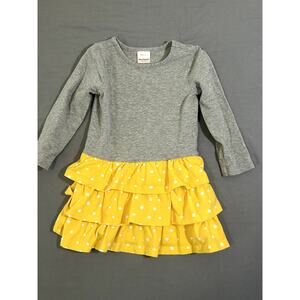 Hanna Andersson Girls' Gray Long Sleeve Ruffle Dress - 3T